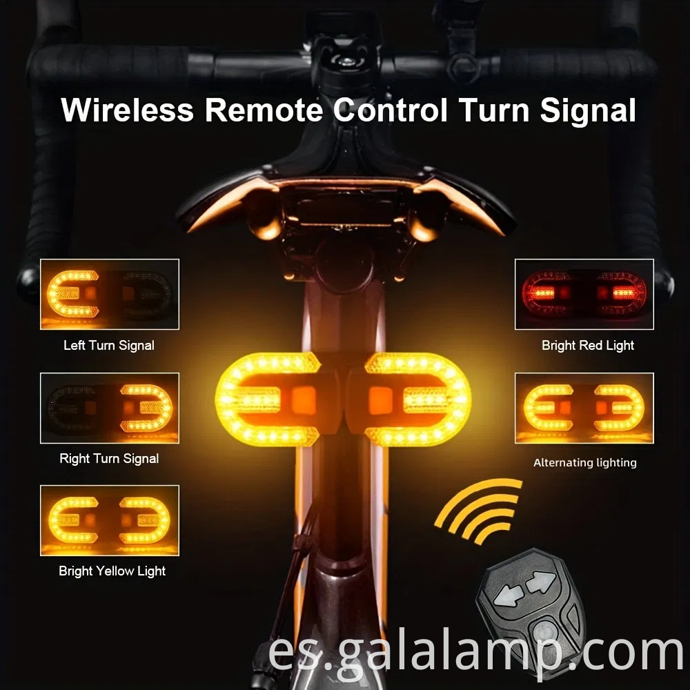 Luz de señal de giro de bicicleta de control remoto inalámbrico de control remoto impermeable